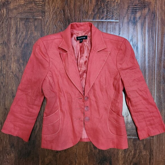 Bebe lined linen blazer in coral - Picture 1 of 5